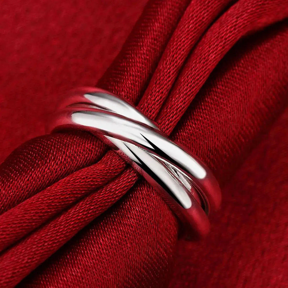 925 Sterling Silver Triple Round Ring for Women – Elegant Fine Jewelry