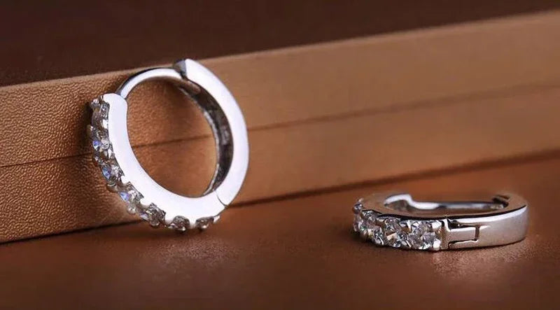 Luxury 925 Silver Zircon Hoop Earrings 10mm – Women & Girls