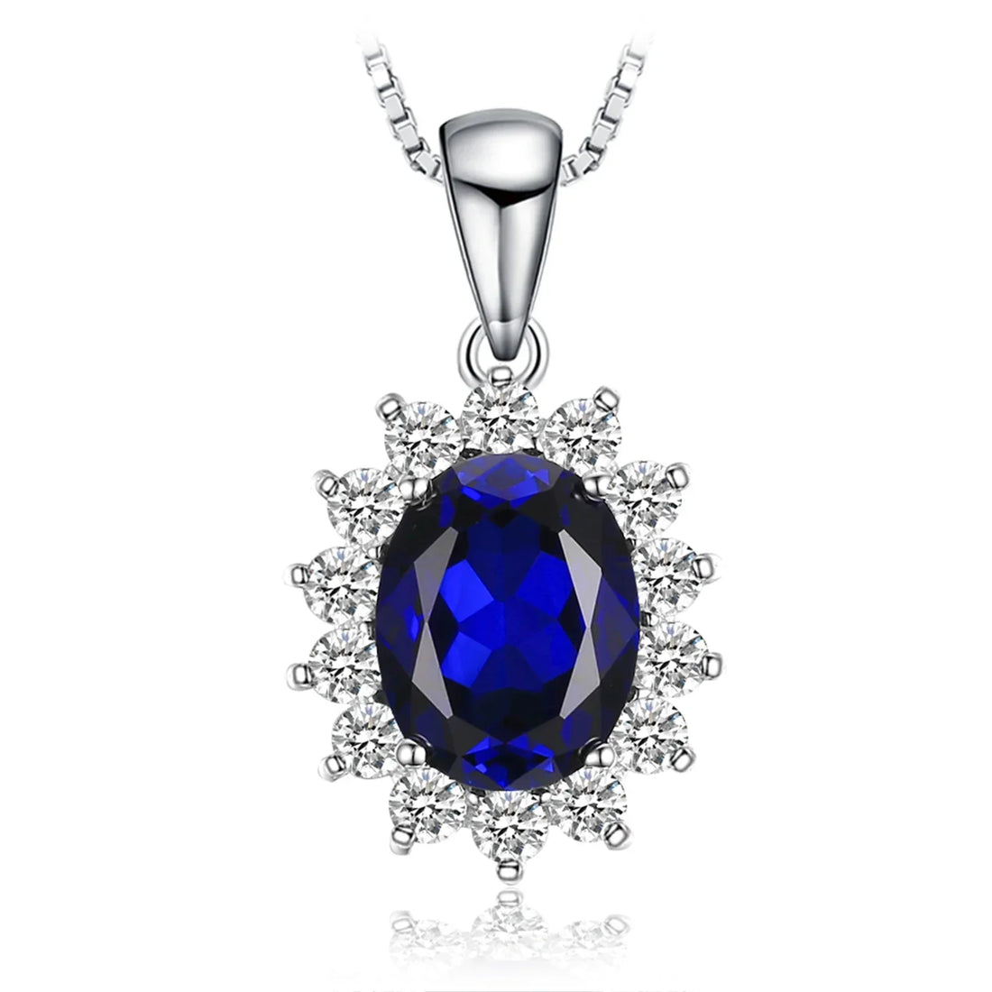 Princess Diana Inspired Blue Sapphire Ruby Emerald 925 Silver Pendant