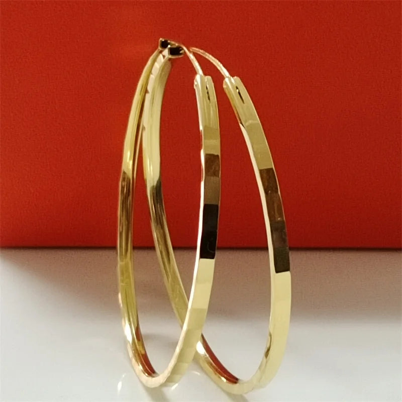 18K Gold Plated 925 Silver Hoop Earrings for Women, 3-6CM