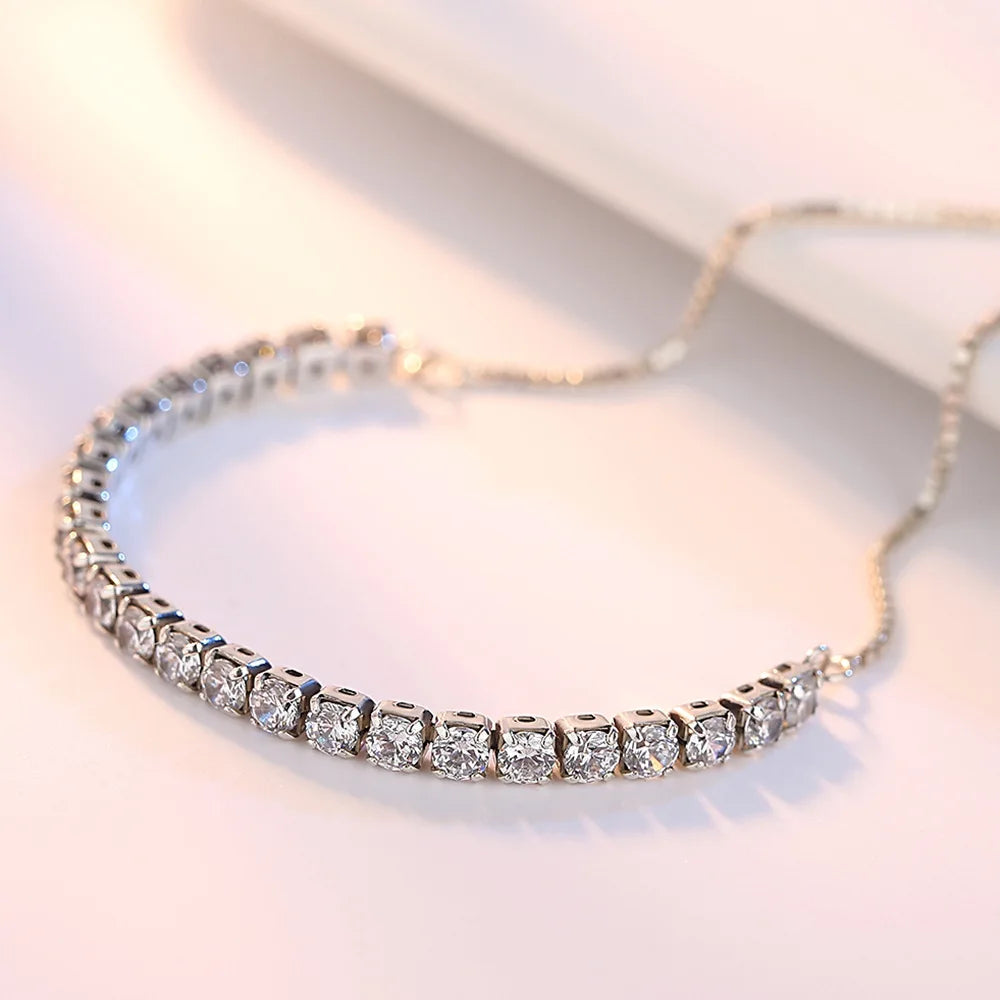 925 Sterling Silver Zircon Tennis Elegant Bracelet