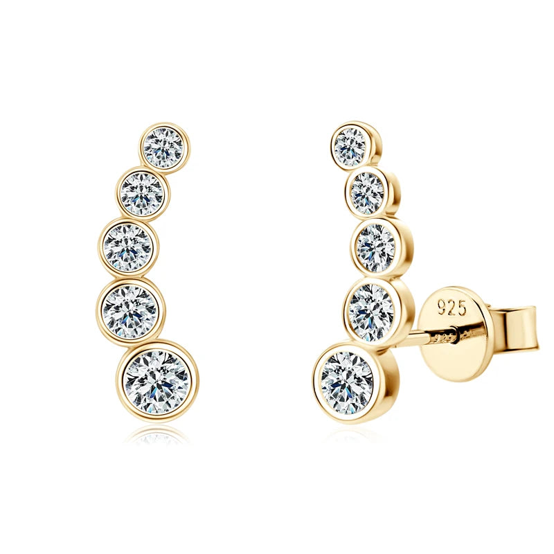 925 Silver Moissanite Climber Earrings D0.43CT GRA Cert