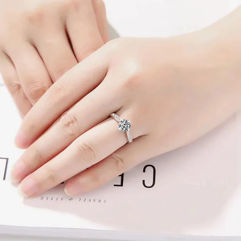 925 Sterling Silver Zircon Adjustable Women's Engagement Ring