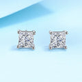 925 Sterling Silver Square Crystal Stud Earrings for Women