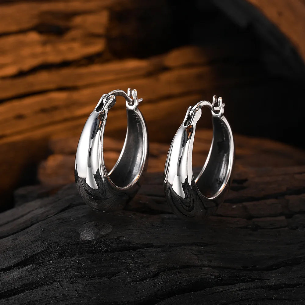 925 Silver U Hoop Earrings Women Wedding Party Jewelry
