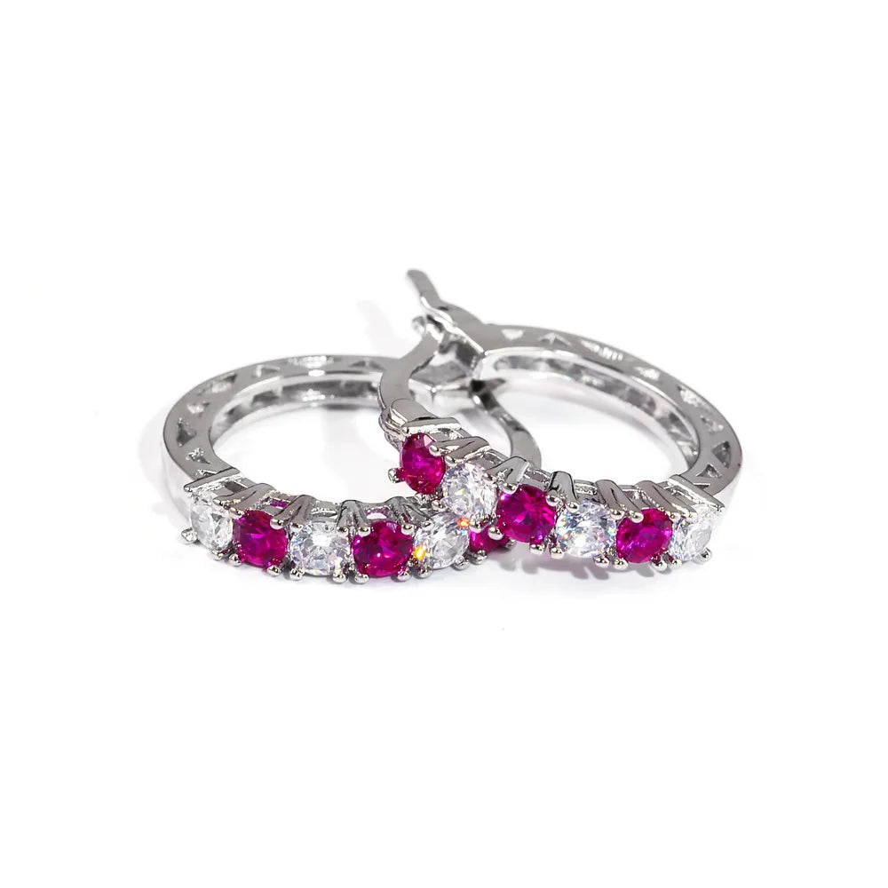 925 Silver CZ Circle Stud Earrings for Women Jewelry