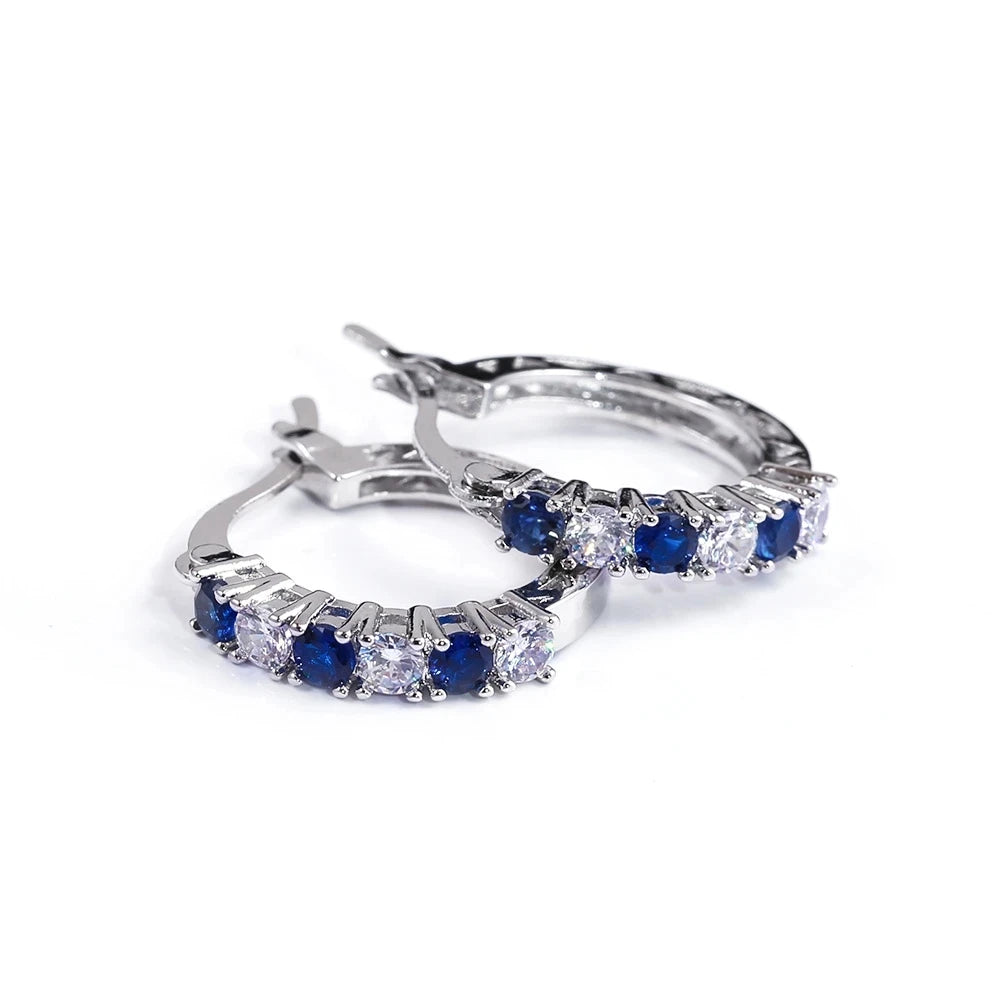 925 Silver CZ Circle Stud Earrings for Women Jewelry