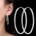 925 Sterling Silver 3MM Thick Hoop Earrings Women Wedding Trend