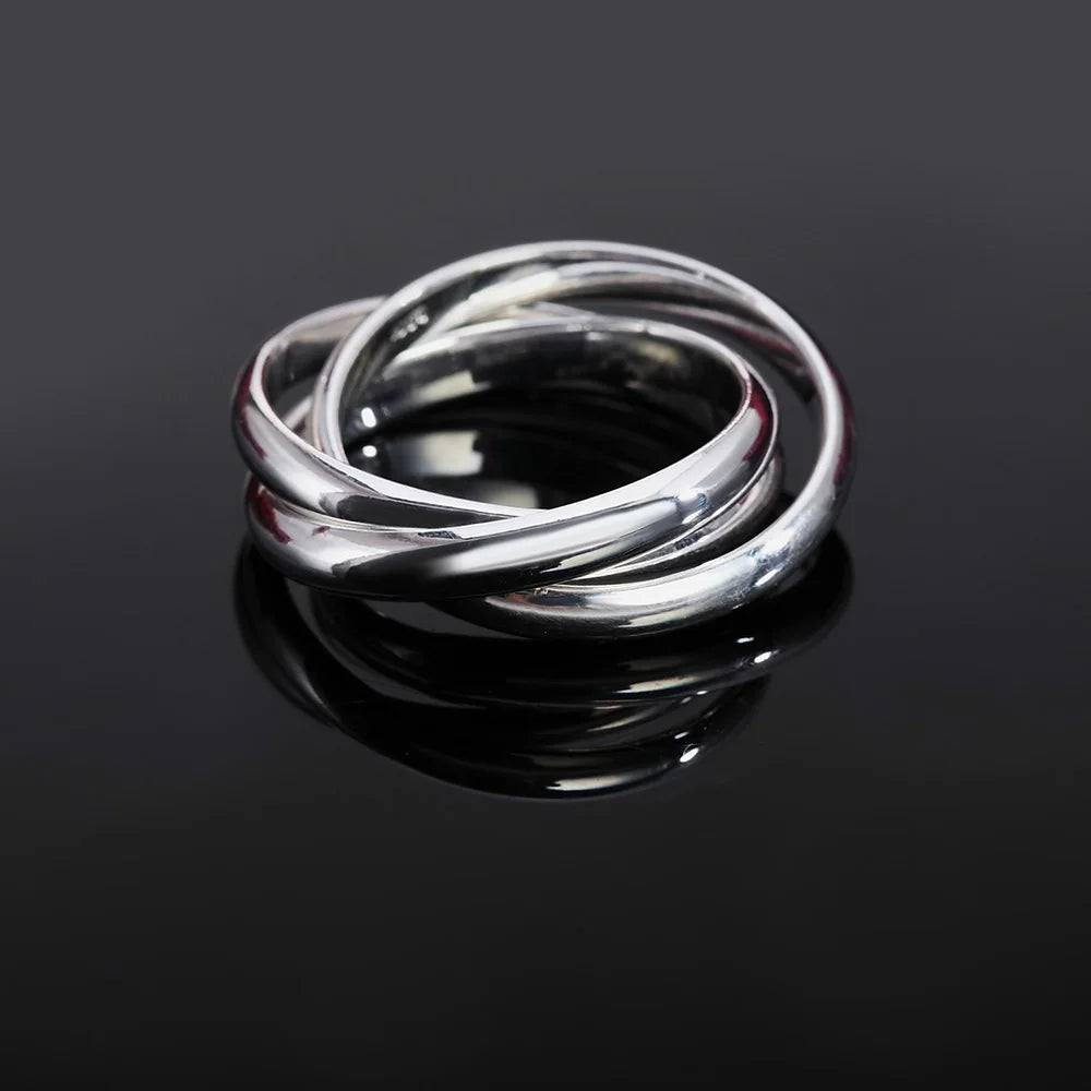 925 Sterling Silver Triple Round Ring for Women – Elegant Fine Jewelry