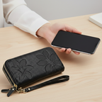 Genuine Leather Long Wallet – Chic Double Zipper