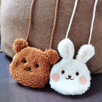 Cute Kids Messenger Bag – Plush Cartoon Bear & Bunny Velvet