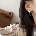 Minimalist 925 Silver Nail Hoop Earrings Women