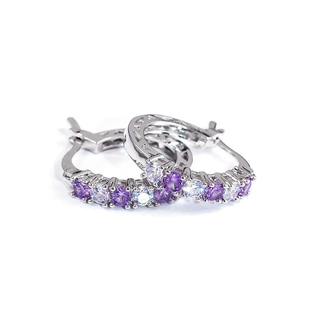 925 Silver CZ Circle Stud Earrings for Women Jewelry
