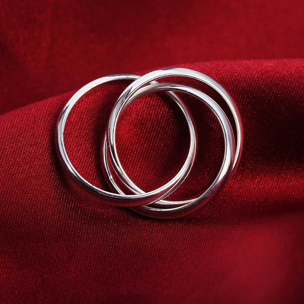 925 Sterling Silver Triple Round Ring for Women – Elegant Fine Jewelry