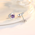 925 Sterling Silver Crystal Heart Stud Earrings for Women