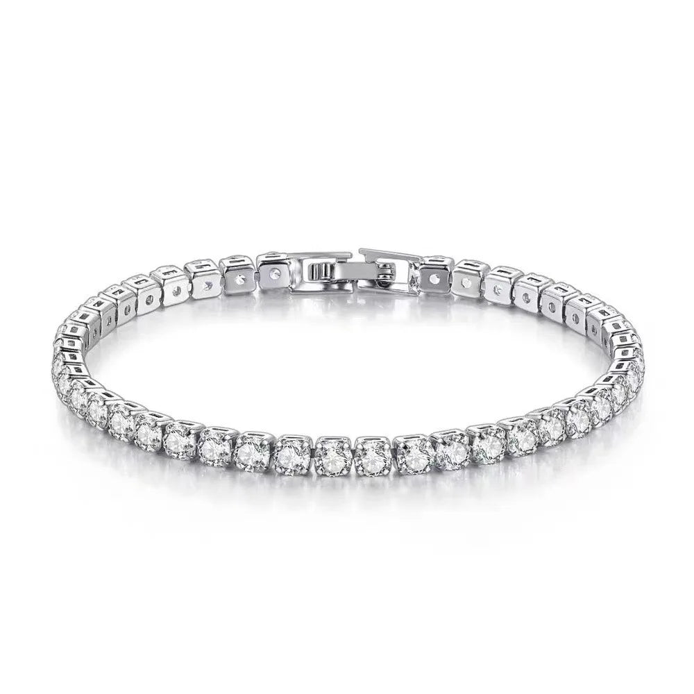 S925 Silver Zirconia Tennis Bracelet 4mm Women 16-20cm