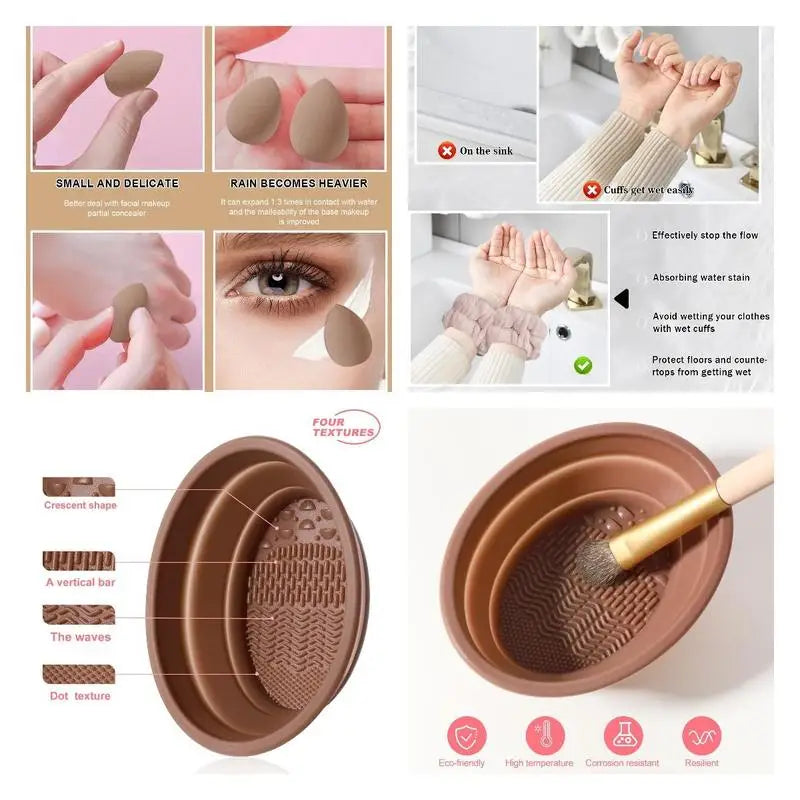 Professional Makeup Tools Set: Brushes, Sponge, Puff, Headband, Bowl