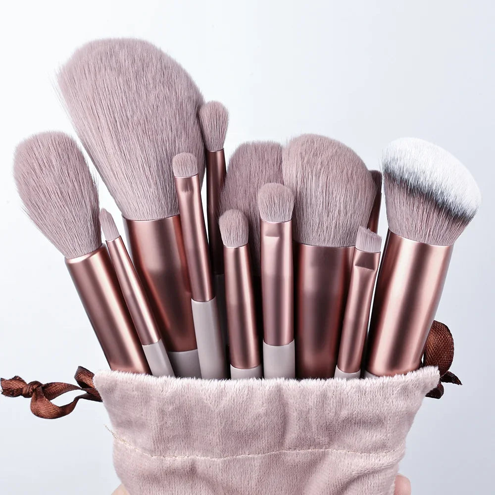 13-Piece Fluffy Makeup Brush Set for Foundation, Blush & Eyeshadow