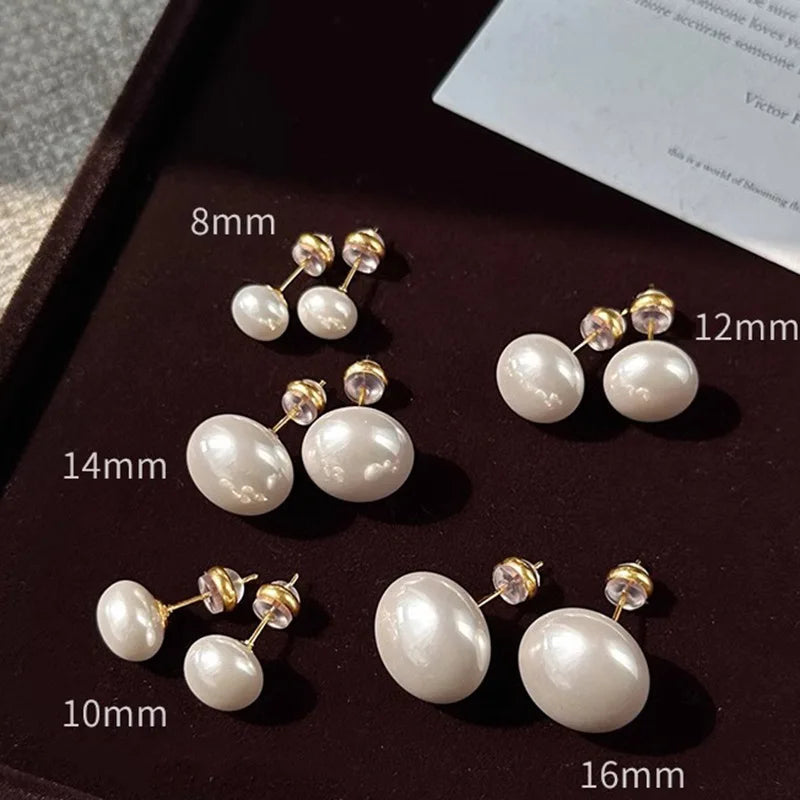 Pearl Stud Earrings – Classic Shine + S925 Silver Posts