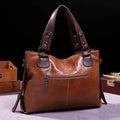 Vintage Soft Leather Tote Bag Women Shoulder Crossbody Handbag