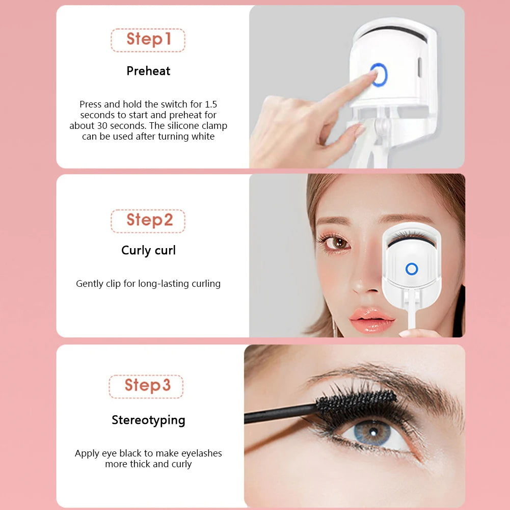 Mini Portable Heated Eyelash Curler Kit with USB Charger