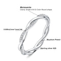 Moissanite D Love Rope Ring 925 Silver Gold Stackable