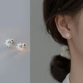 925 Silver Blue Zircon Sun Stud Earrings Women Elegant Jewelry