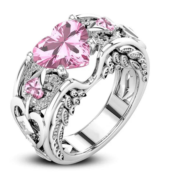 925 Silver Multicolor Heart Zircon Ring – 5 Color Love