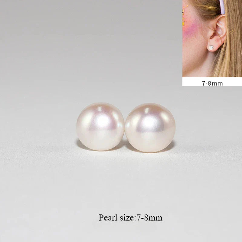 925 Sterling Silver Freshwater Pearl Stud Earrings for Women