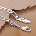 925 Sterling Silver Figaro Bracelet 6-8mm Chain Jewelry 20cm