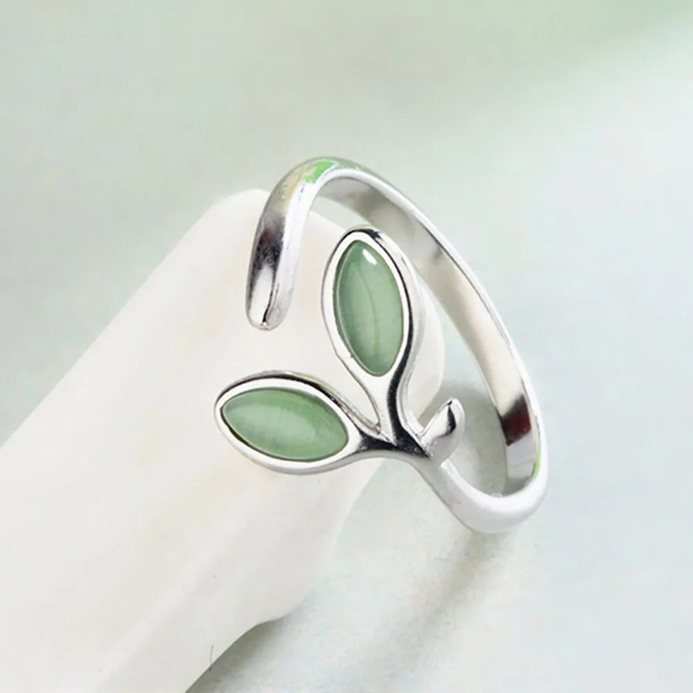 925 Silver Foliage Adjustable Ring for Women & Girls