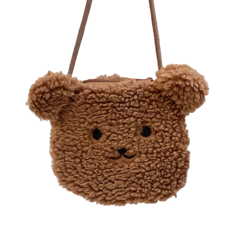 Cute Kids Messenger Bag – Plush Cartoon Bear & Bunny Velvet