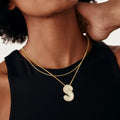 Gold Bubble Letter Necklace A-Z, Sparkly Zircon Initial Pendant