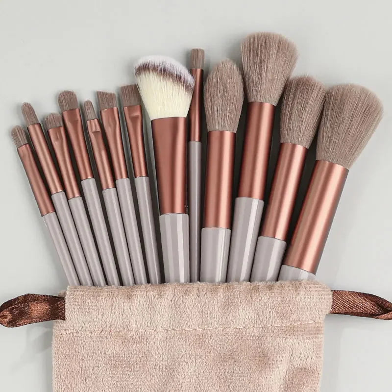 13-Piece Fluffy Makeup Brush Set for Foundation, Blush & Eyeshadow