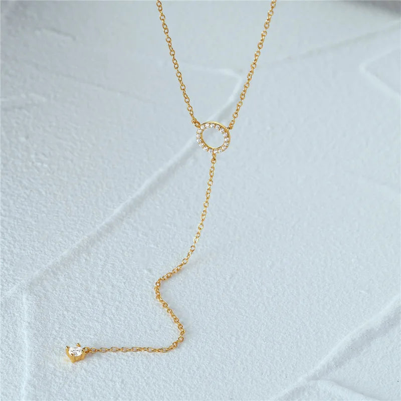 925 Silver Double Circle Zircon Choker Necklace