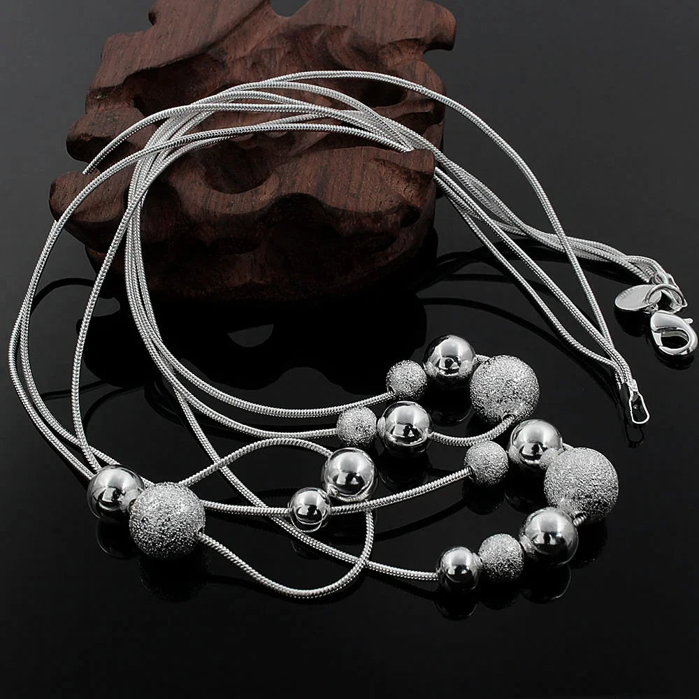 925 Silver Charm Bead Necklace – Fine Jewelry for Women Gift