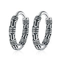Vintage 925 Silver Hoop Earrings for Women – Pattern Design