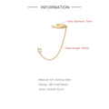 925 Sterling Silver CZ Ear Cuff Chain Tassel Stud Earrings