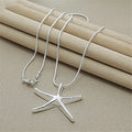 925 Sterling Silver Star & Starfish Charm Necklace (40-75cm)