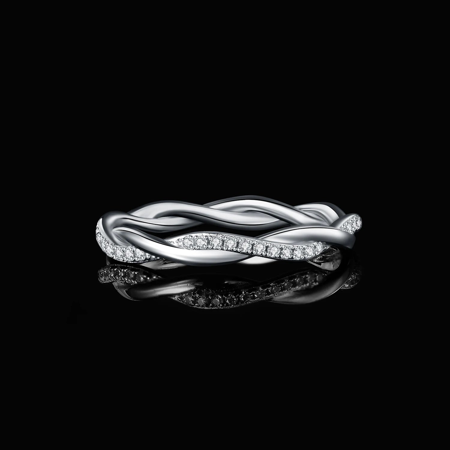 Moissanite D Love Rope Ring 925 Silver Gold Stackable