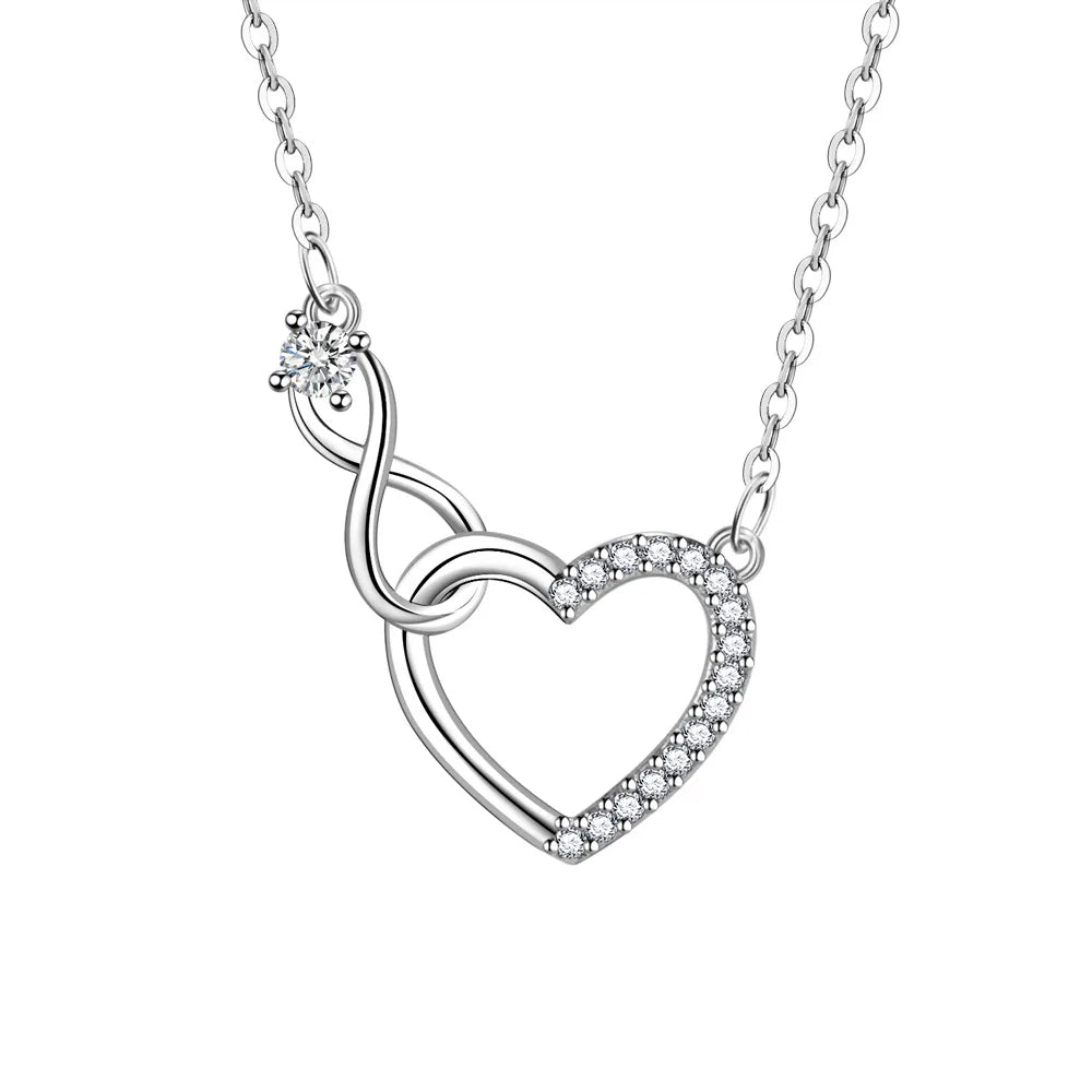 Elegant 925 Sterling Silver Zircon Heart Necklace for Women