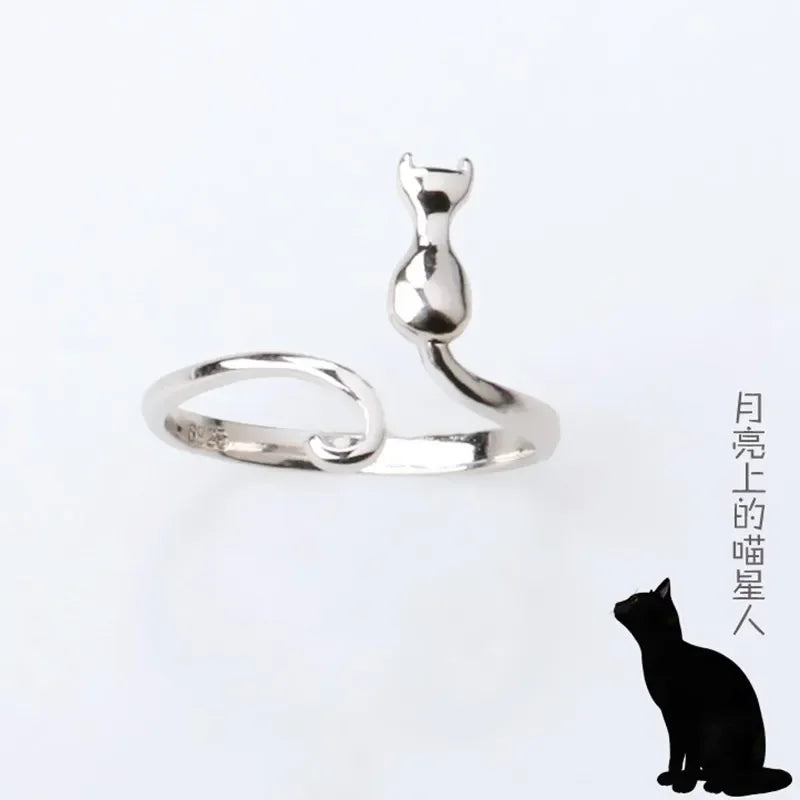 925 Silver Cat Ring Women’s Luxury Designer Jewelry