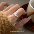 925 Silver Rose Branch Adjustable Ring Women