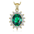 Princess Diana Inspired Blue Sapphire Ruby Emerald 925 Silver Pendant