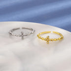 Cross Zircon Ring – Elegant Sparkle Adjustable Open Band