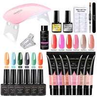 Complete Nail Art Set: Nail Lamp, Dryer, Drill & Poly Gel Kit