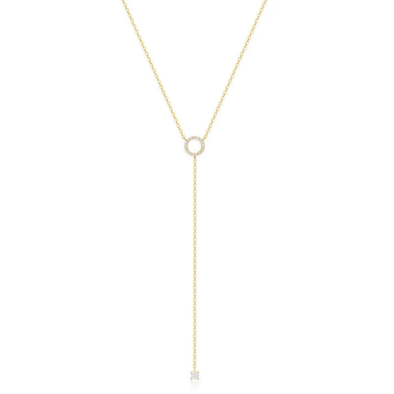 925 Silver Double Circle Zircon Choker Necklace