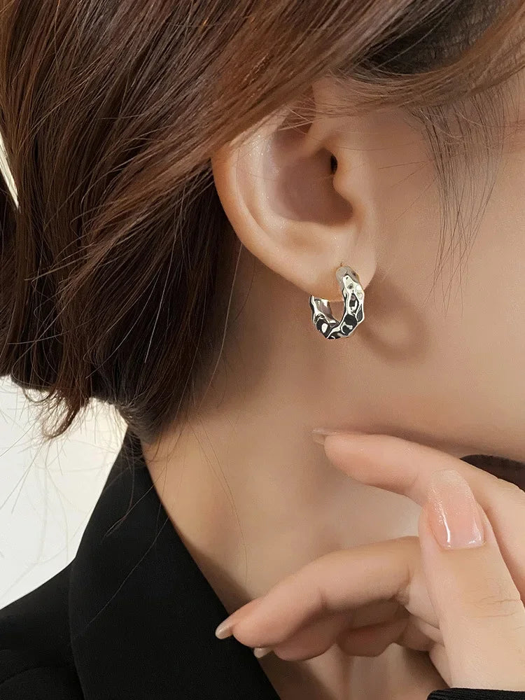 Trendy 925 Sterling Silver Hoop Earrings for Women