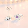 925 Sterling Silver Crystal Flower Stud Earrings for Women