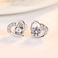 925 Sterling Silver Crystal Heart Stud Earrings for Women